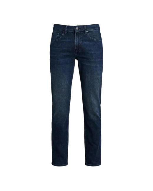 7 For All Mankind Blue Whiskering-Effect Jeans for men