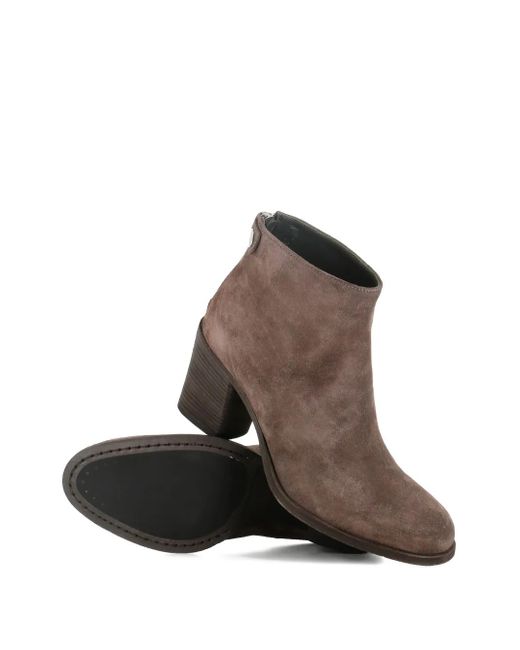 Officine Creative Brown Zip-Detail Block-Heel Ankle Boots