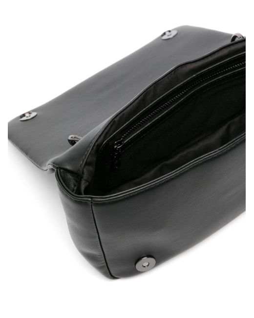 Love Moschino Black Logo-plaque Foldover-top Crossbody Bag