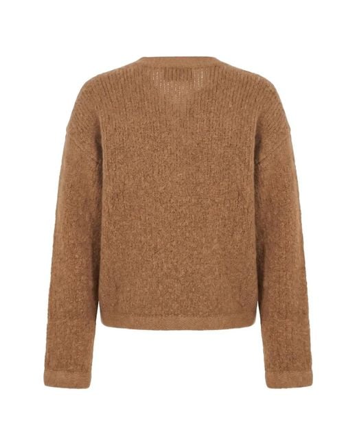 Alanui Brown Cardigan En Fil Bouclé À Boutonnière