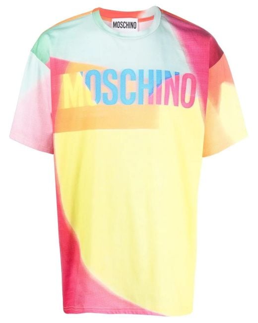 Moschino Yellow Logo Colour-Block T-Shirt for men