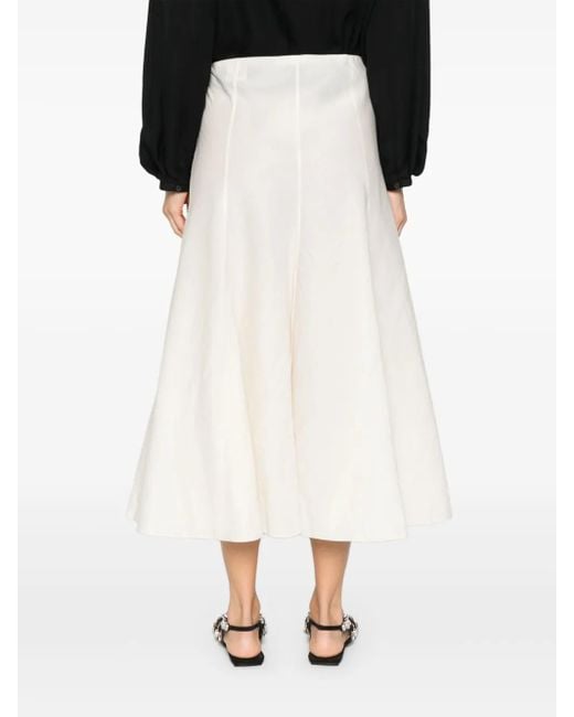 Khaite White Silk And Cotton Organza Skirt