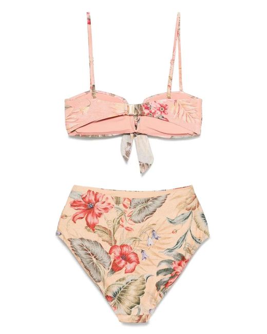 Zimmermann Pink Coco Scarf Tie Bikini