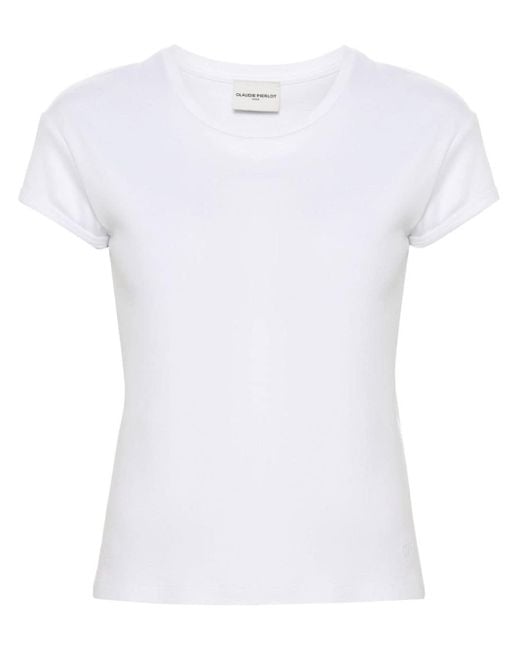 Claudie Pierlot White T-Shirt mit Logo-Stickerei