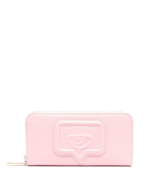 Chiara Ferragni Pink Eyelike-motif Logo-appliqué Wallet