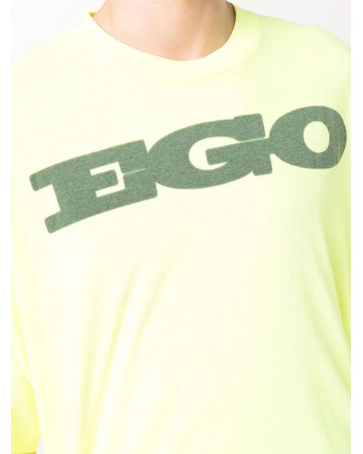Palm Angels Yellow Ego-Print Drop-Shoulder T-Shirt for men