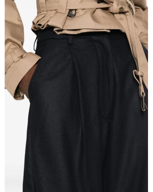 Thelatest Blue Pleated Wide-Leg Trousers