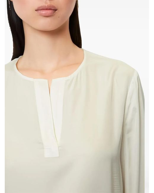 Marc O' Polo White Pleated Collar Long-Sleeve Blouse