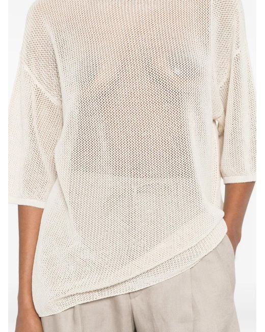 Antonelli Natural Magnolia Crew Neck Knitted Top