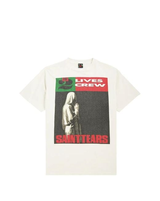 SAINT Mxxxxxx Natural Denim Tears Graphic-Print T-Shirt for men