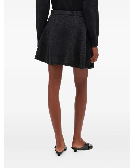 Ganni Black Knitted Flared Mini Skirt