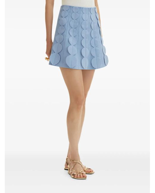 Oscar de la Renta Blue Geometric Circle Knitted Skirt