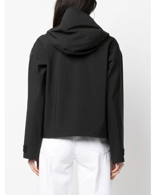 Woolrich Black Logo-Patch Hooded Jacket
