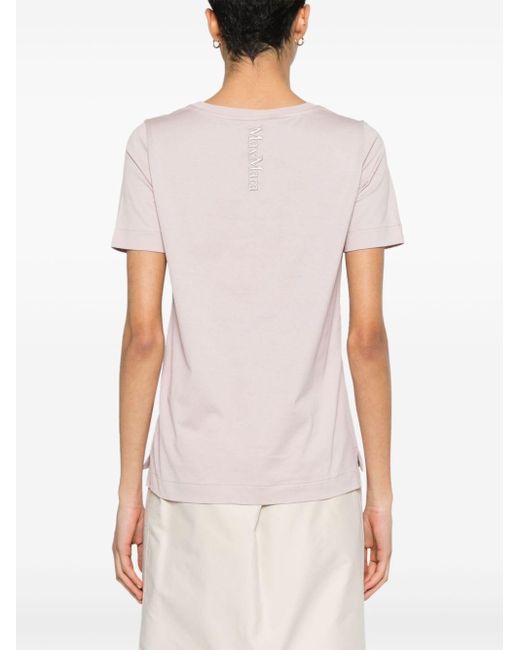 Max Mara Pink Embroidered-logo Cotton T-shirt