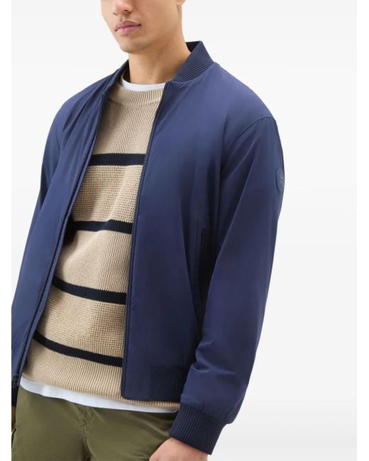 Woolrich Blue Logo-Appliqué Bomber Jacket for men