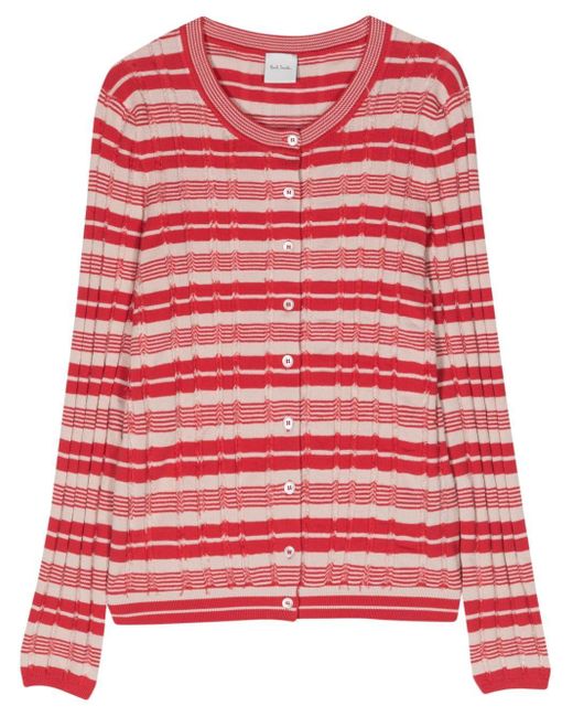Paul Smith Red Striped Organic Cotton Cardigan