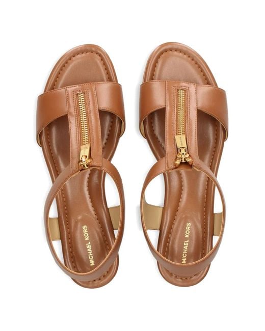 MICHAEL Michael Kors Brown Berkley Zip Leather Sandals