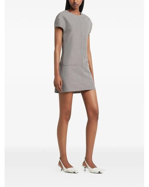 Courreges Gray Houndstooth-Pattern Dress