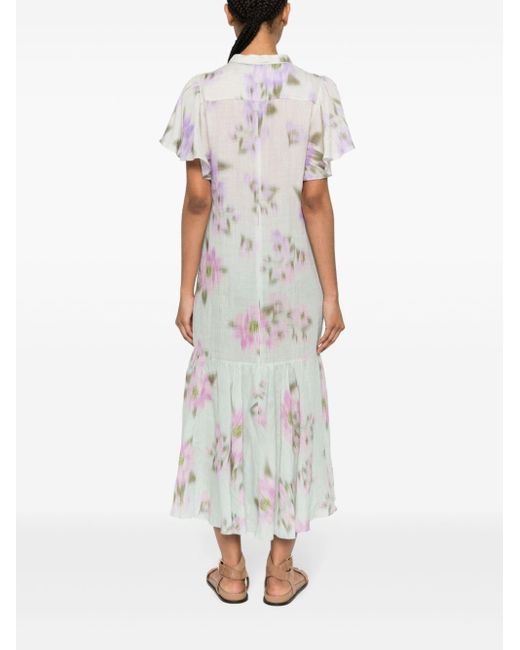 Dorothee Schumacher White Blooming Volumes Chambray Maxi Dress