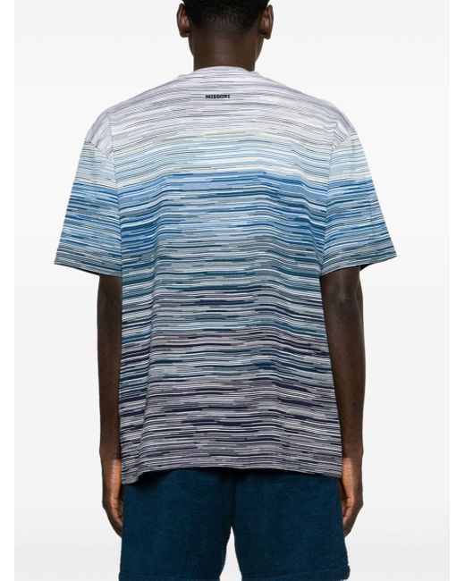 T-shirt en coton à rayures Missoni pour homme en coloris Blue