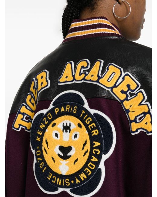 KENZO Purple Tiger Academy-appliqué Varsity Jacket