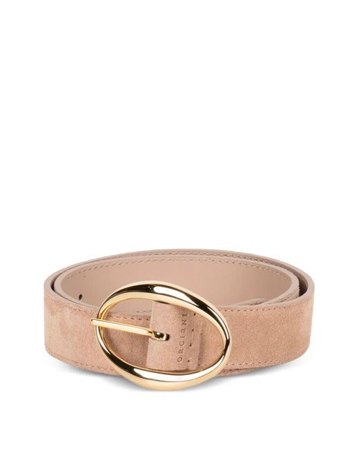 Orciani Pink Oval-Buckle Suede Belt