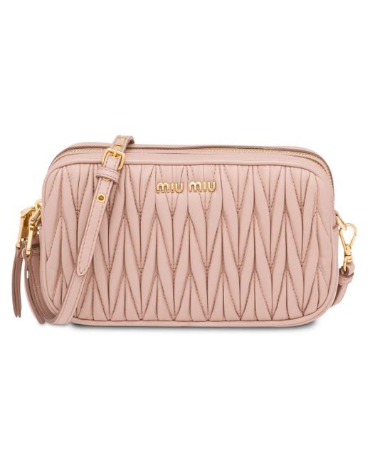 matelassé leather shoulder bag miu miu