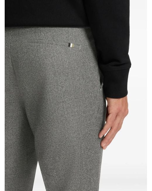 Boss Gray Herringbone Trousers for men
