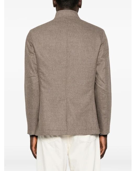 Gran Sasso Brown Four-Pocket High-Neck Jacket for men