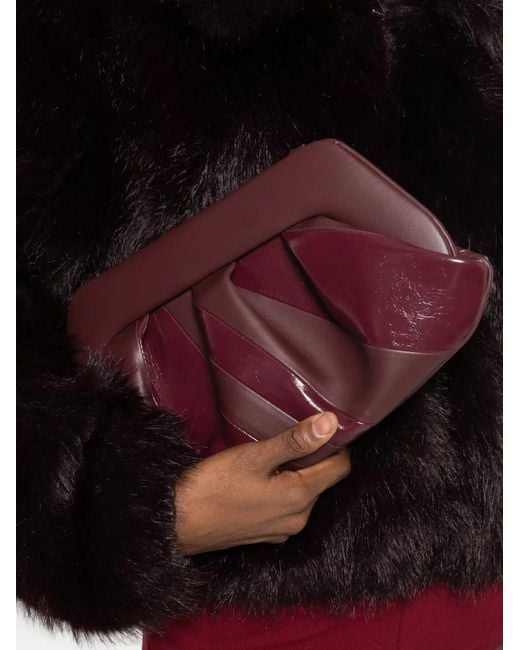 THEMOIRÈ Purple Tia Ruched Clutch Bag