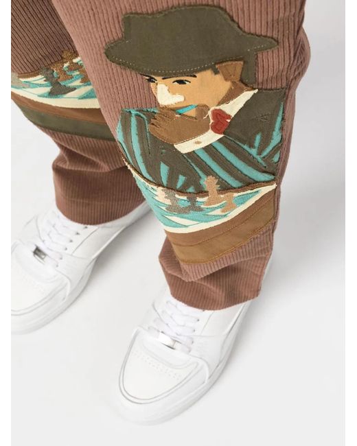 Kidsuper Brown Chess Patchwork Corduroy Trousers for men