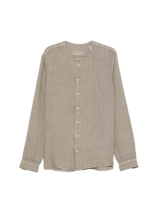 INLINUM Natural Collarless Long-Sleeve Shirt for men