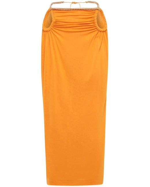 Dion Lee Orange Barball-rope Jersey Midi Skirt