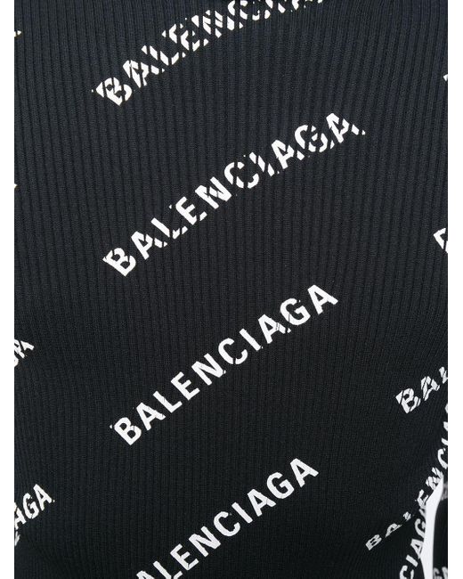 メンズ Balenciaga Logo Print Roll Neck Sweater Black