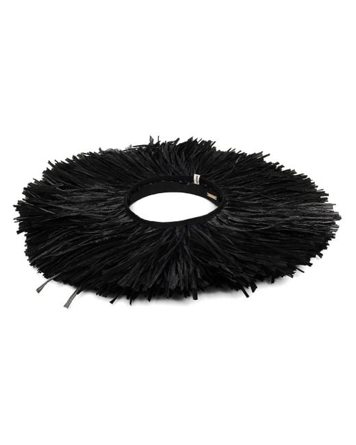 Cult Gaia Black Circular Straw Fascinator