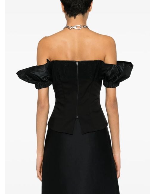 V:PM ATELIER Black Paloma Off-Shoulder Corset Top