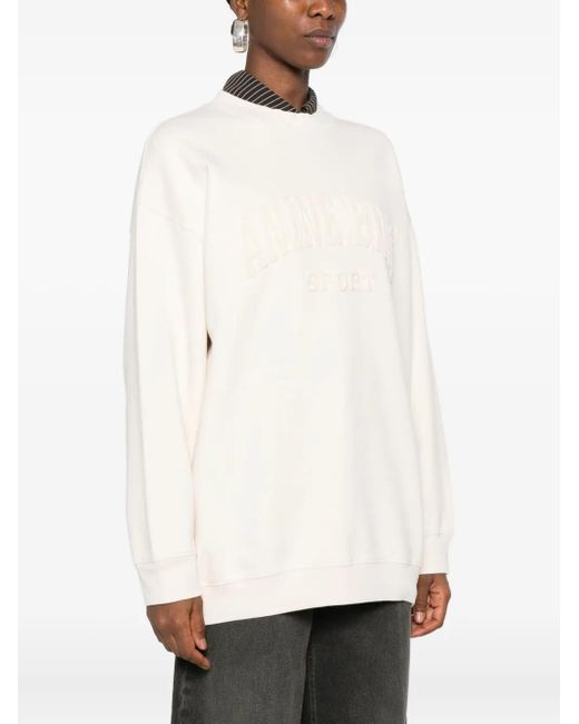 Anine Bing White Embroidered-Logo Sweatshirt