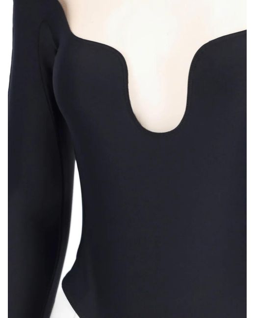 Mugler Blue High-Neck Bodysuit