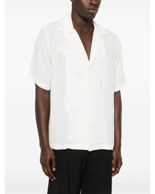 P.A.R.O.S.H. White Palm-Tree Embellished Shirt