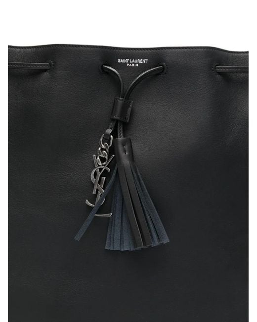 Saint Laurent Black Medium Jean Flat Tassel-Charm Shoulder Bag