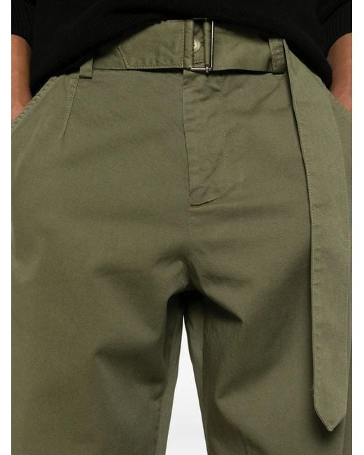 Laneus Green Belted Button Cargo Pants for men