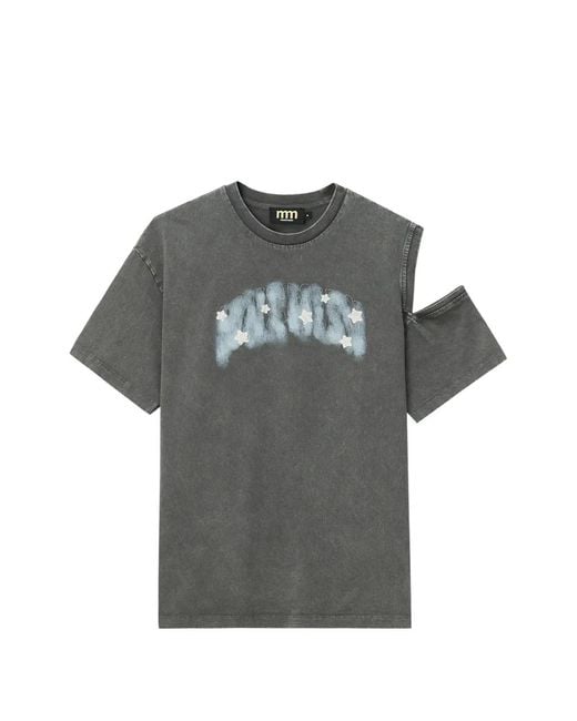 Mini Cream Gray Cut-Out Star-Embellished T-Shirt