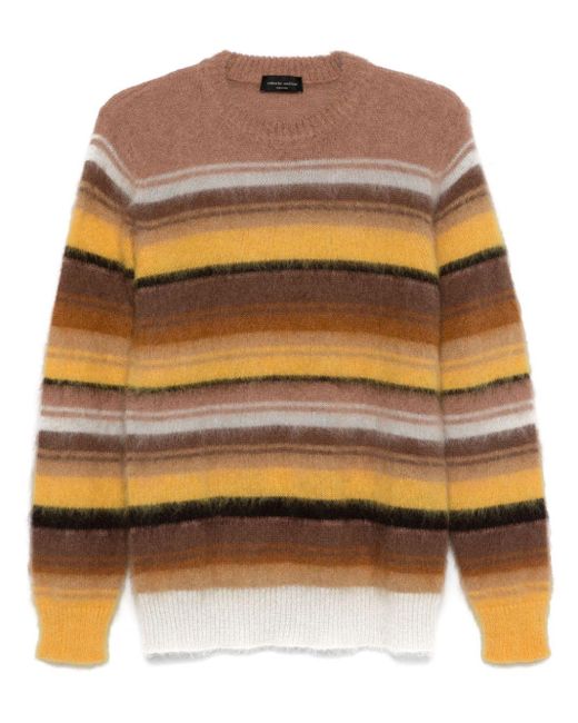 Roberto Collina Orange Striped Sweater for men