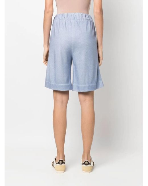 Colombo Blue Fine-Knit Knee-Length Shorts