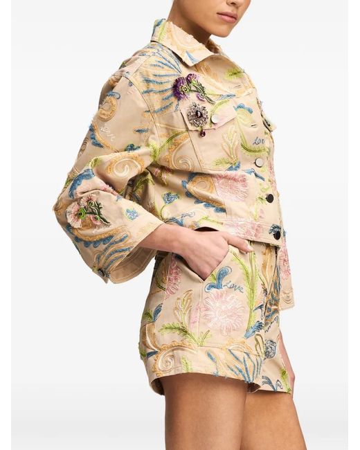 Cinq À Sept Natural Addie Embroidery-Embellished Cropped Jacket