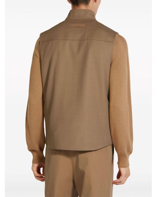 Zegna Brown Zip-up Wool-mohair Vest for men