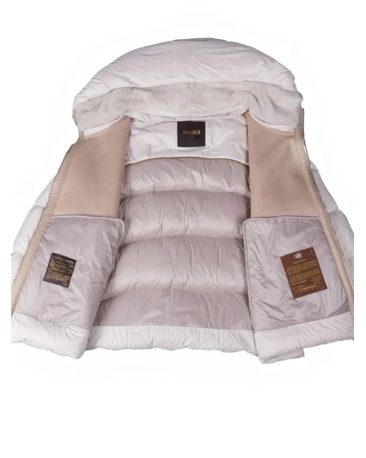Moorer White Shearling-Panel Padded Jacket