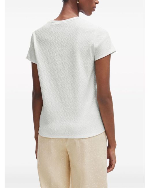 Boss White Logo-emed Cotton-blend T-shirt