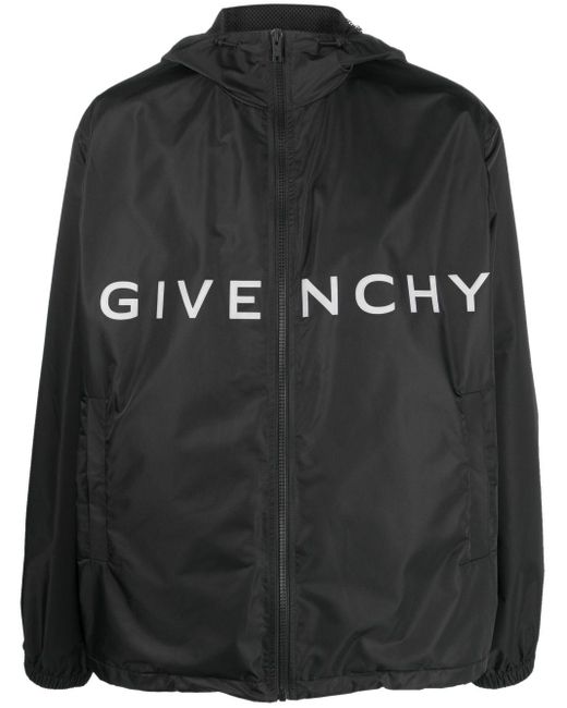 Givenchy Leichte Kapuzenjacke mit Logo-Print in Black für Herren