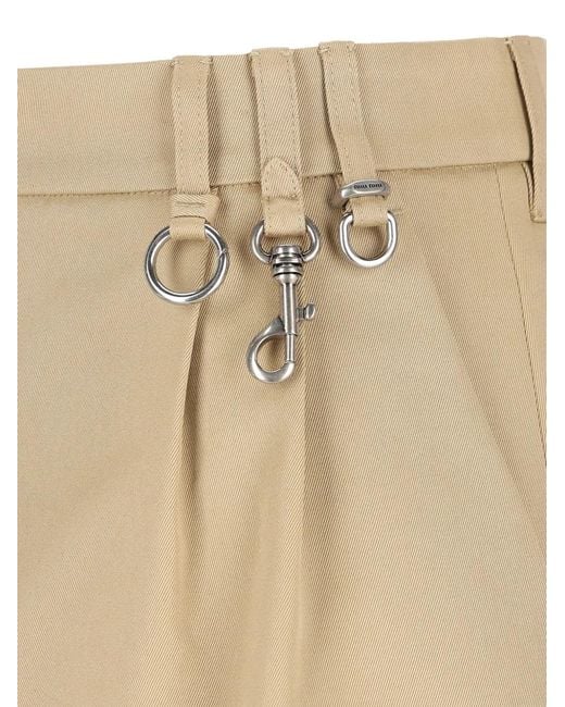 Miu Miu Natural Belt-Loop Pleated Mini Skirt